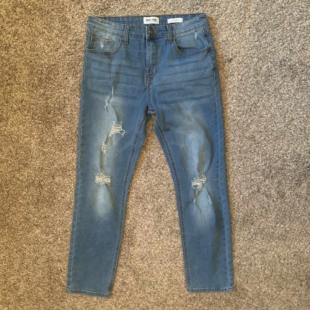 Ring of Fire Jeans Men's Size 18‎ Slim 28x28 Regular Bootcut Denim Distressed